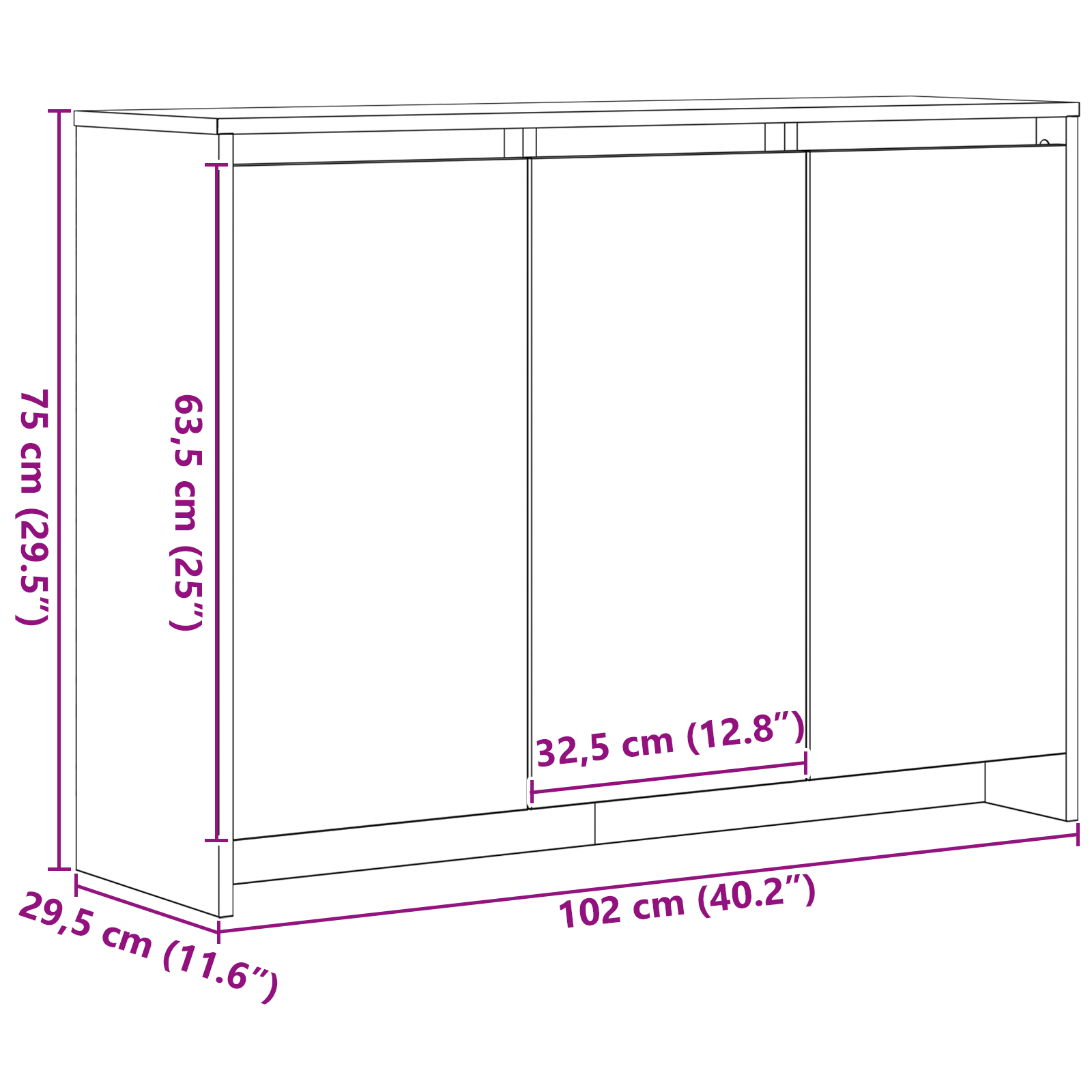 Aparador Negro 102 x 29.5 x 75 cm Madera de ingeniería
