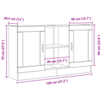 Vitrina Roble Negro 120 x 30,5 x 70 cm Madera contrachapada