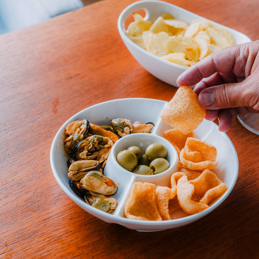 Round Triple Porcelain Snack Plate – Bowl Type
