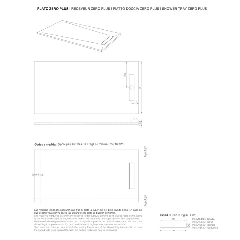 Plato de ducha extraplano rectangular gris ideal para baños | 3_BP