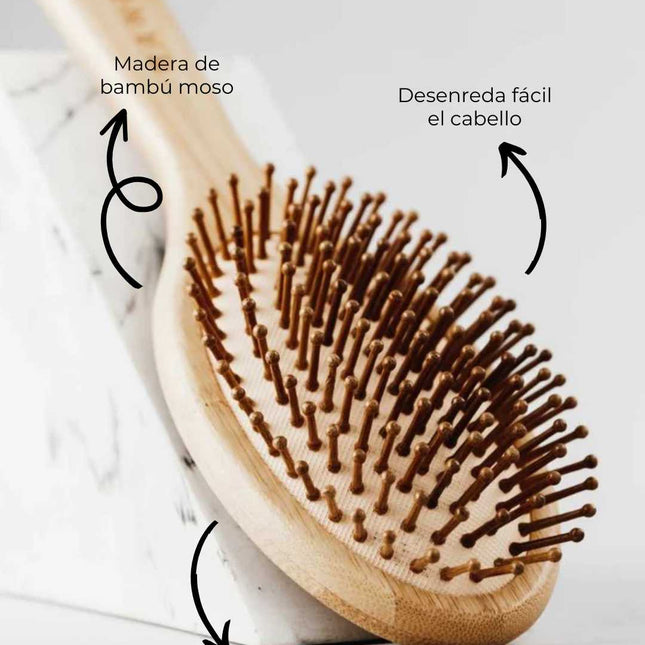 Cepillo de bambú antifrizz para cabello largo y uso diario