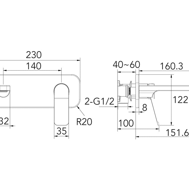 Grifo monomando empotrado para lavabo negro mate cerámico | 3_BP