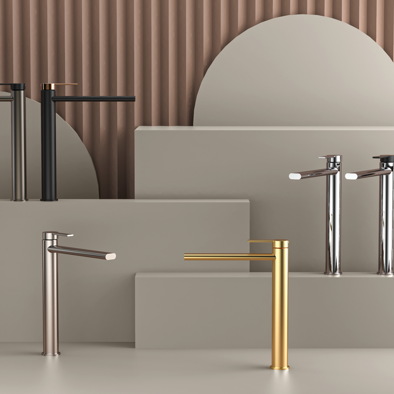 Grifo monomando lavabo caño alto negro mate para baño | 3_BP