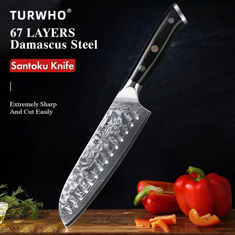 Cuchillo Santoku japonés de 7 pulgadas de acero damasco profesionalCuchillosHome & Garden > Kitchen & Dining > Kitchen Tools & Utensils > Kitchen Knives > Santoku Knives
