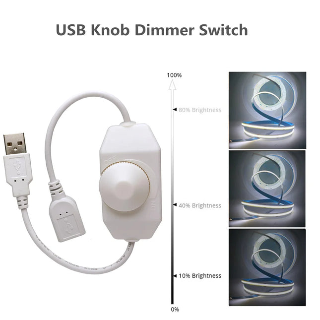 LED light dimmer with USB