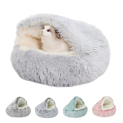 Cama tipo bolsillo de felpa larga de invierno para gatos