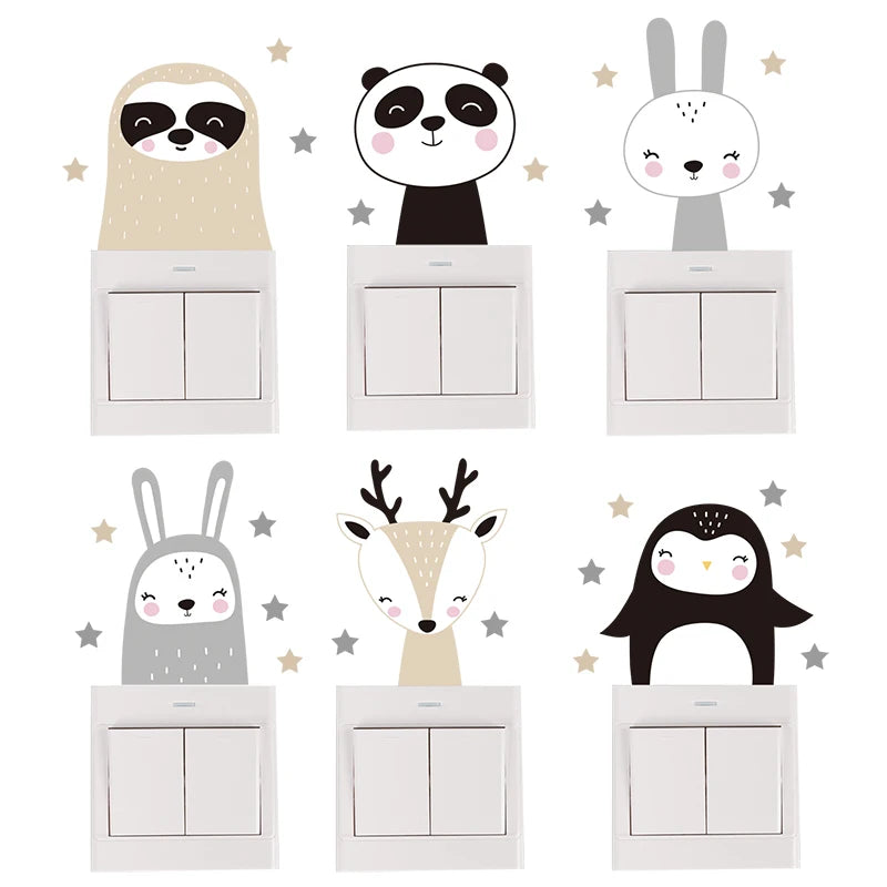 Pegatinas de interruptor con dibujos de animales Set 6 unidadesAdhesivos
