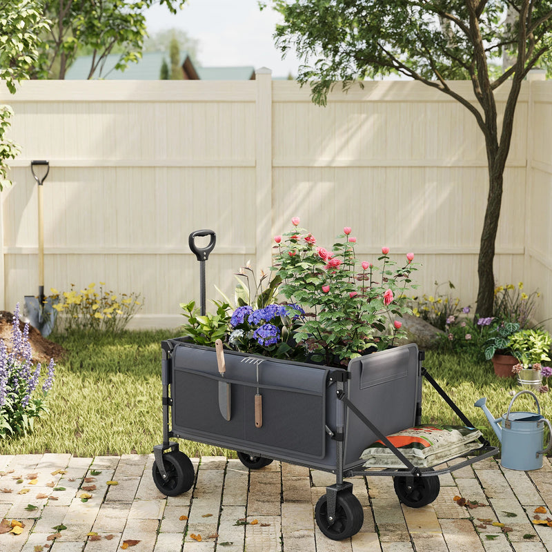 Carro de jardín plegable con ruedas y puerta trasera, 200 LCarritosHome & Garden > Lawn & Garden > Gardening > Gardening Tools > Wheelbarrows