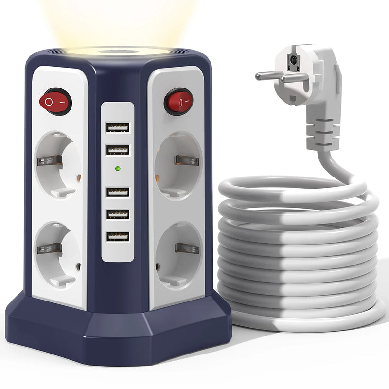 Torre de enchufes 8 tomas + 5 USB con interruptores individuales | cable 3 mRegletasElectronics > Electronics Accessories > Power > Power Strips & Surge Suppressors