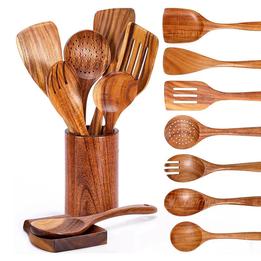Wooden spoon set for cooking
