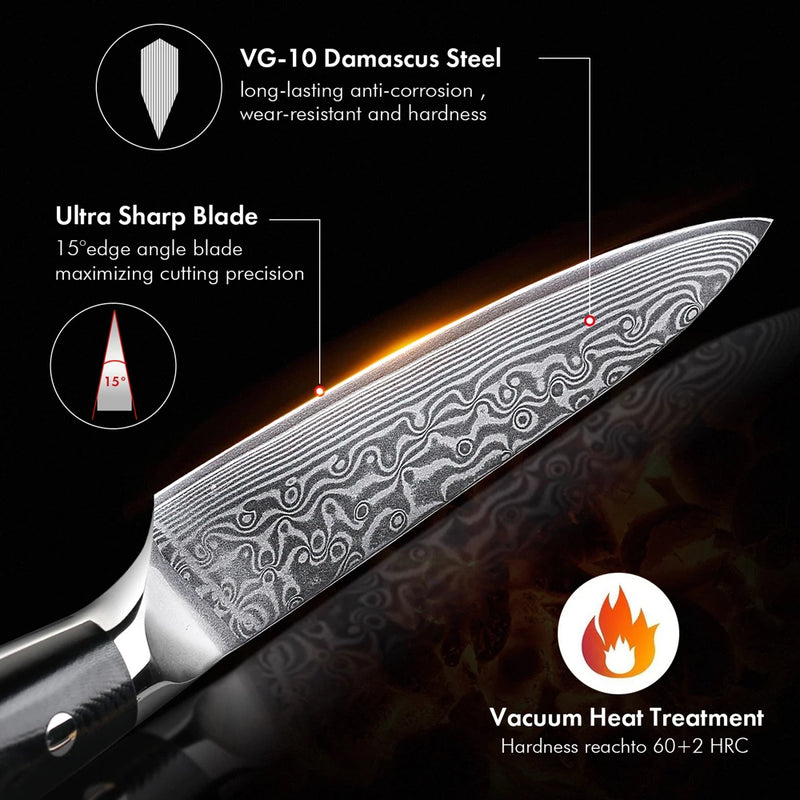 Cuchillo utilitario de 5 pulgadas de acero Damasco VG10 con mango G10CuchillosHome & Garden > Kitchen & Dining > Kitchen Tools & Utensils > Kitchen Knives