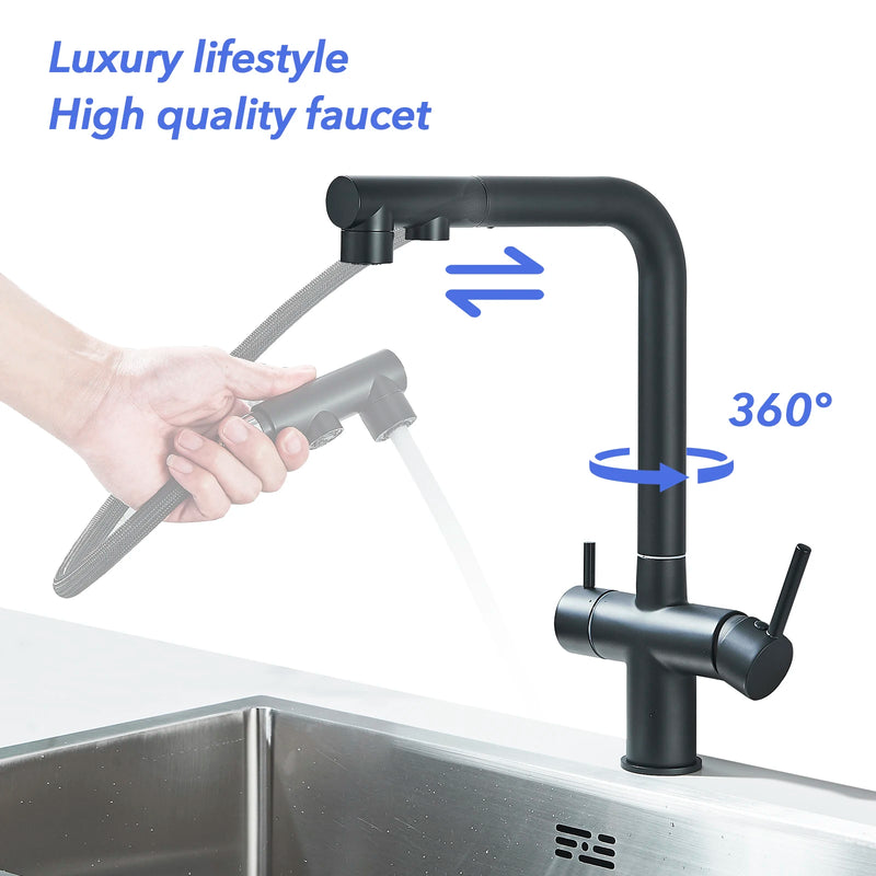 Grifo de cocina de filtración con mezcla de agua caliente y fríaGrifosHardware > Plumbing > Plumbing Fixtures > Faucets > Kitchen Sink Faucets