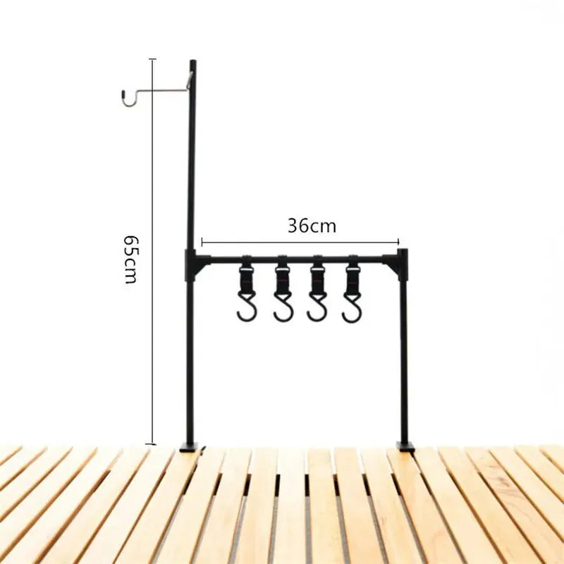 Estante de almacenamiento portátil de aleación de aluminio para camping con ganchos colgadoresEstantesUncategorized