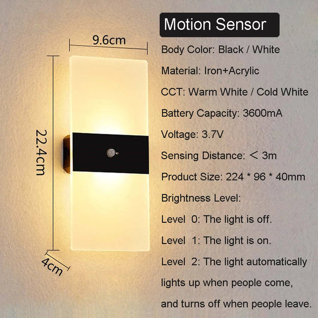 LED wall light with USB charging