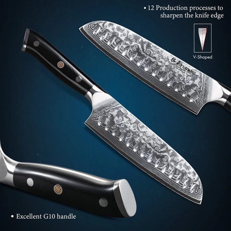 Cuchillo Santoku japonés de 7 pulgadas de acero damasco profesionalCuchillosHome & Garden > Kitchen & Dining > Kitchen Tools & Utensils > Kitchen Knives > Santoku Knives