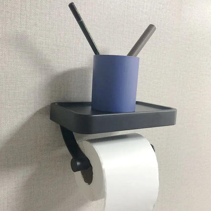 Aluminum Toilet Paper Holder with Storage Shelf