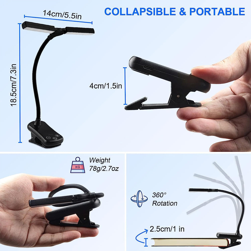 Mini lámpara LED de escritorio portátil con clip, recargable por USB