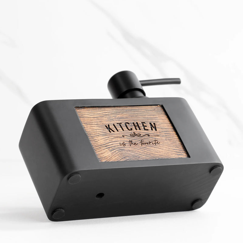 Dispensador de jabón de cocina 200 ml | Botella de resina negra con soporte para esponja | Dosificador líquido para platos y manosDispensadores de jabónHome & Garden > Bathroom Accessories > Soap & Lotion Dispensers