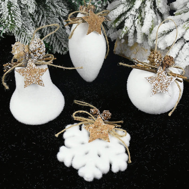 White Christmas balls with shapes 1/2 pcs