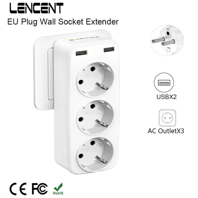 Extensor de enchufe de pared 5 en 1 (3 tomas + 2 USB) 4000 W 16 ARegletasElectronics > Electronics Accessories > Power > Power Strips & Surge Suppressors