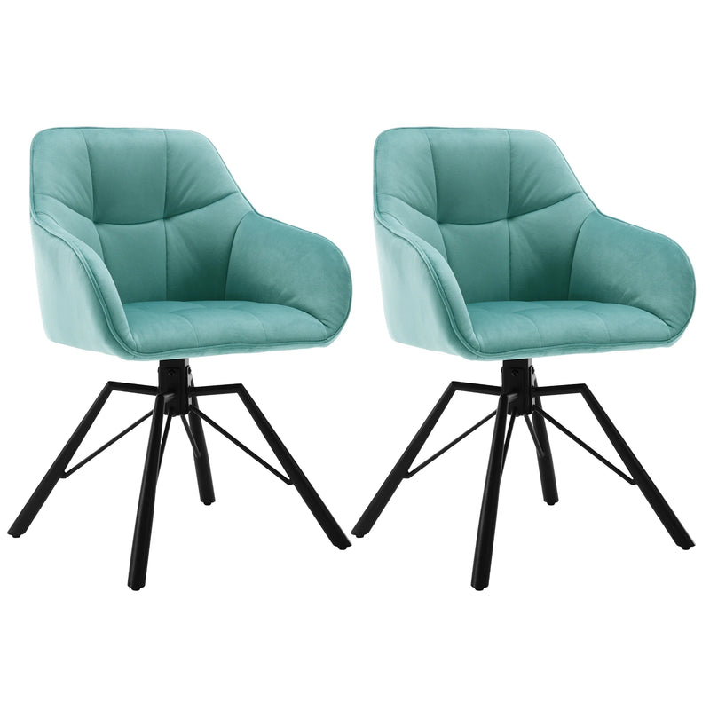Set de 2 sillas giratorias de terciopelo con reposabrazos para comedorFurniture > Chairs > Kitchen & Dining Room Chairs