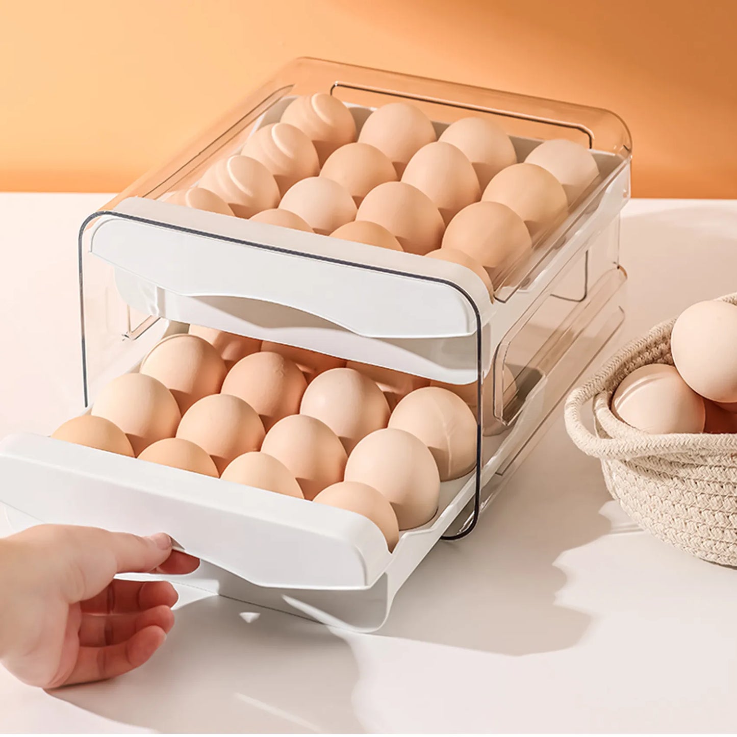 Cajón con bandejas extraíbles para huevos apto para refrigerador