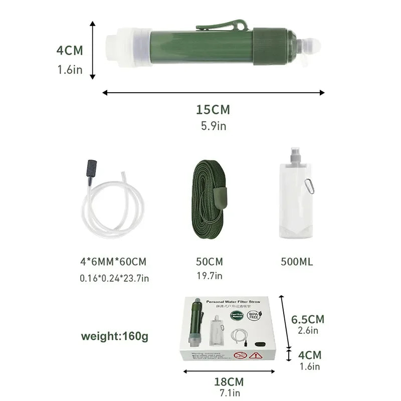 Filtro de agua portátil de fibra de carbono para camping, supervivencia y emergenciasFiltrosUncategorized