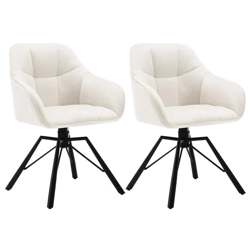 Set de 2 sillas giratorias de terciopelo con reposabrazos para comedorFurniture > Chairs > Kitchen & Dining Room Chairs