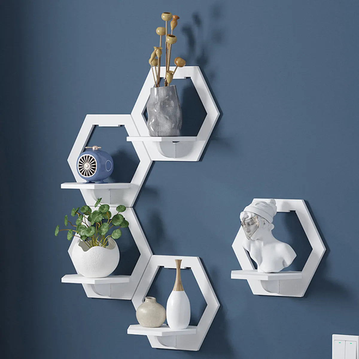 Étagère murale hexagonale 3 pièces