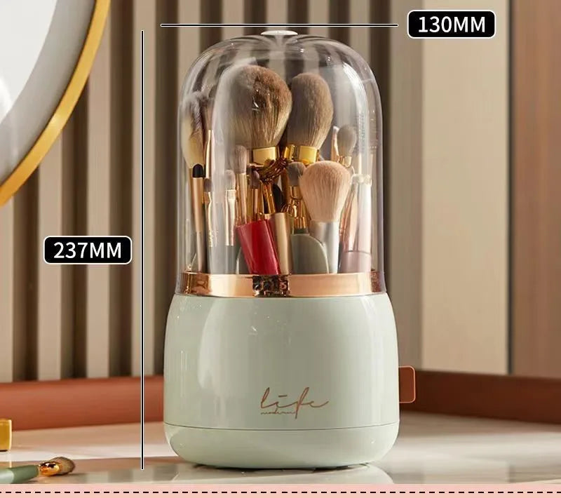 Soporte giratorio de 360° para brochas de maquillaje con tapaSoportes para brochas