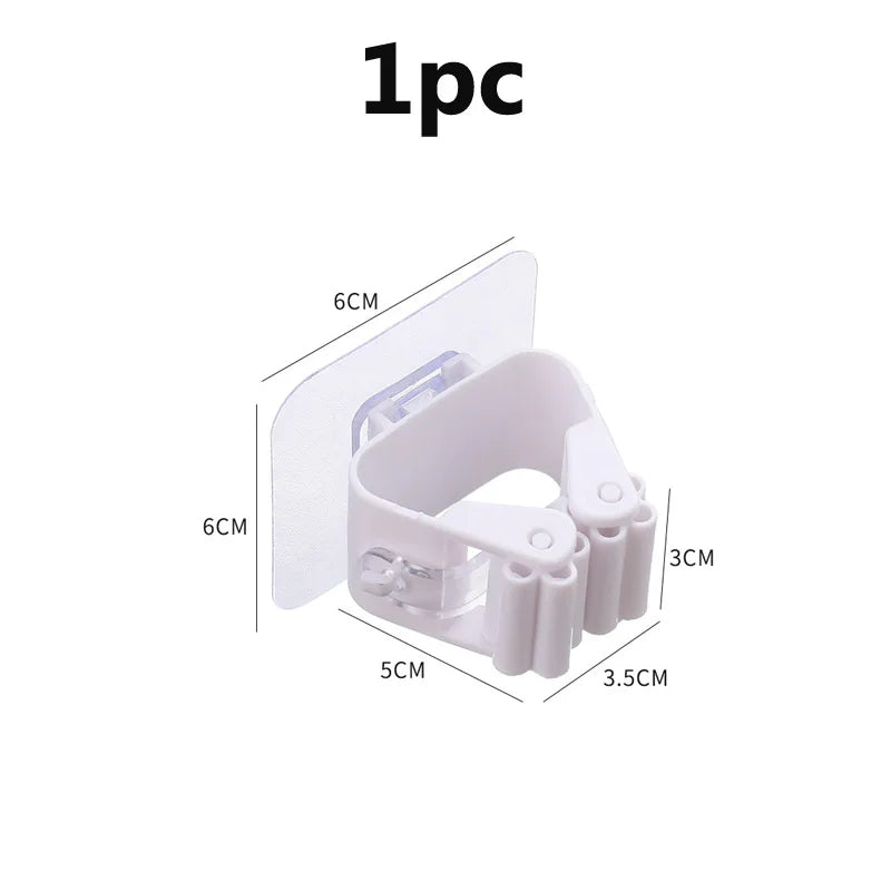 Soporte de pared de clip para escobas y fregonas autoadhesivosColgadores