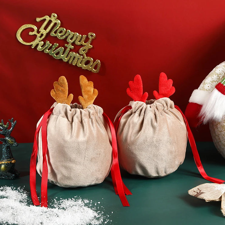 Bolsas de astas de navidad de terciopelo