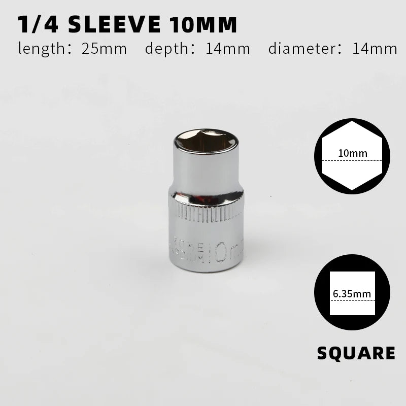 Juego de vasos para llave de impacto de 1/4" con 12 Puntas de 4 a 14mmLlaves de vasoHardware > Tool Accessories > Tool Sockets