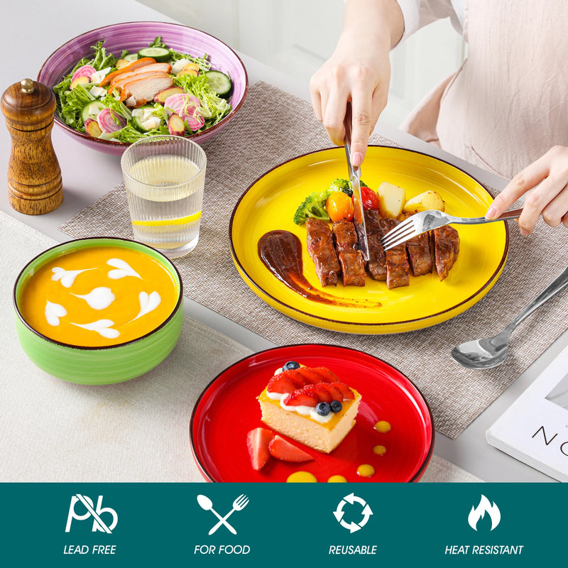 Juego de vajilla de cerámica multicolor 16/32 piezas pintadas a mano con platos y cuencosVajillas completasHome & Garden > Kitchen & Dining > Tableware > Dinnerware > Dinnerware Sets