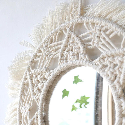 Macrame wall mirror for Bohemian decoration