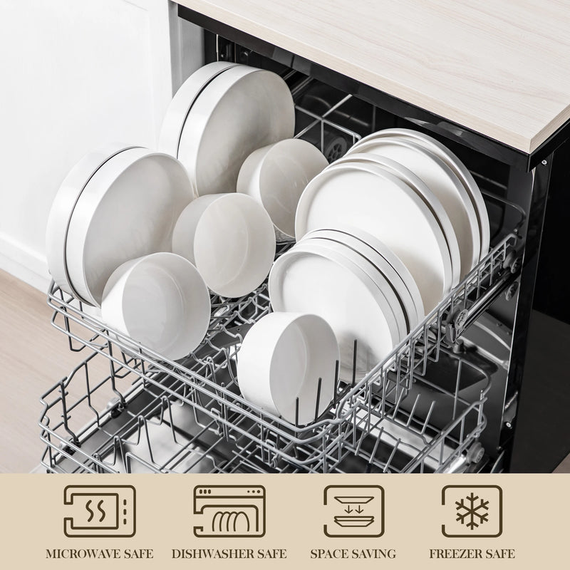 Juego de vajilla de porcelana blanca o con borde negroVajillas completasHome & Garden > Kitchen & Dining > Tableware > Dinnerware > Dinnerware Sets