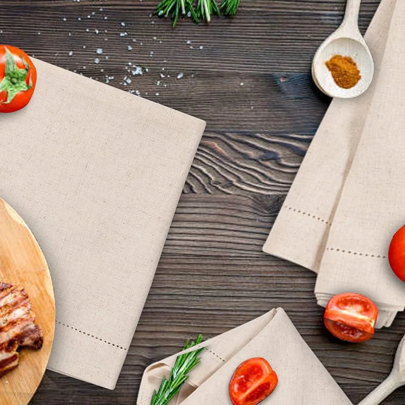 Juego de 6 servilletas de lino natural con dobladilloServilletas