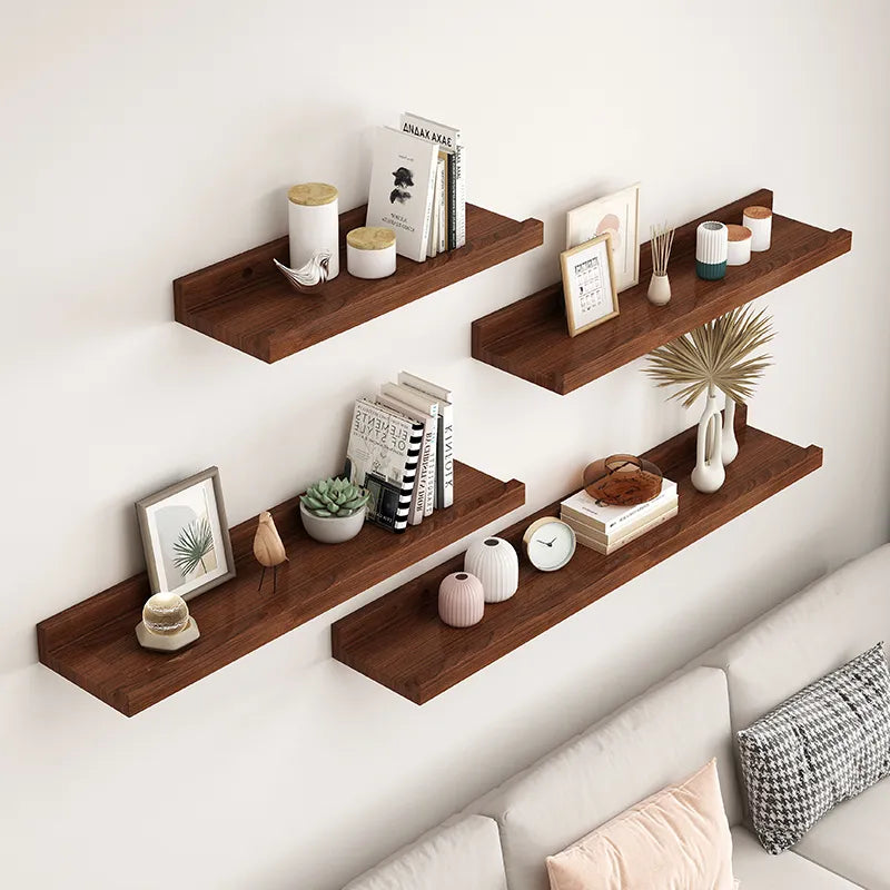 Rectangular wooden hanging shelf without drilling