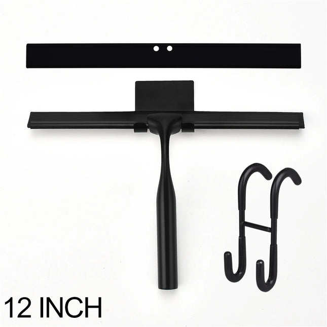 Escobilla de goma negra de 10", 12" o 14" | Raspador de ducha y ventanas de silicona con soportes y recambio, mango de acero inoxidableEscobillasHome & Garden > Household Supplies > Household Cleaning Supplies > Scrub Brushes