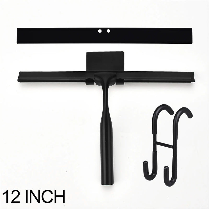 Escobilla de goma negra de 10", 12" o 14" | Raspador de ducha y ventanas de silicona con soportes y recambio, mango de acero inoxidableEscobillasHome & Garden > Household Supplies > Household Cleaning Supplies > Scrub Brushes