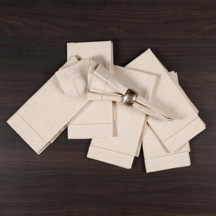 Set of 6 natural linen napkins with hem