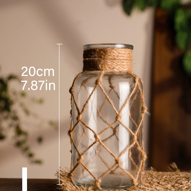 Jarrón rústico de vidrio con cuerda de cáñamoJarronesHome & Garden > Decor > Vases
