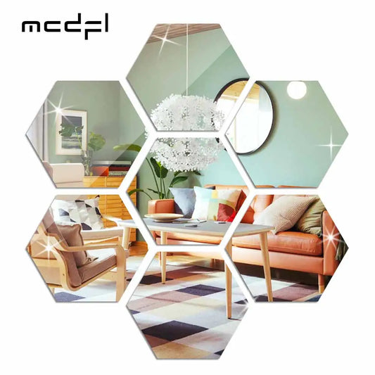 Hexagon Acrylic Mirror Wall Stickers