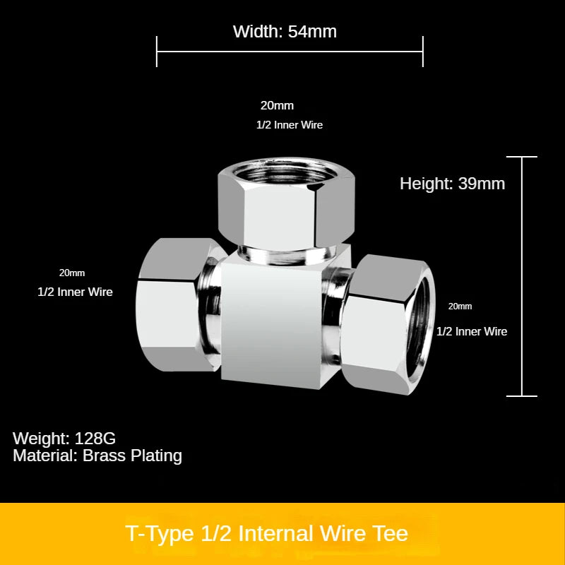 Divisor de grifo 1/2” de latón macizo · Conector en T tres vías · Una entrada y dos salidas para mangueras y tuberíasAdaptadoresHardware > Plumbing > Plumbing Fittings & Supports > Pipe Connectors