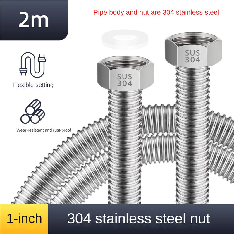 Manguera DN25 de acero inoxidable 304 – Tubo metálico flexible a prueba de explosiones para agua fría y caliente, alta presiónManguerasHardware > Plumbing > Plumbing Hoses & Supply Lines