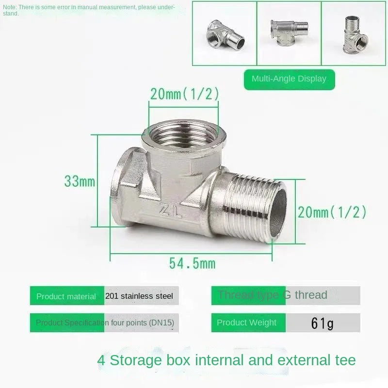 Codo en T de acero inoxidable DN20 a DN15 · Conector reductor para tuberías de agua a alta presiónAdaptadoresHardware > Plumbing > Plumbing Fittings & Supports > Pipe Adapters & Bushings > Adapters