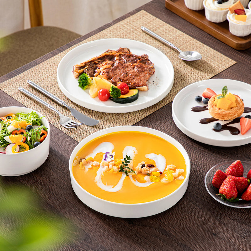 Juego de vajilla de porcelana blanca o con borde negroVajillas completasHome & Garden > Kitchen & Dining > Tableware > Dinnerware > Dinnerware Sets