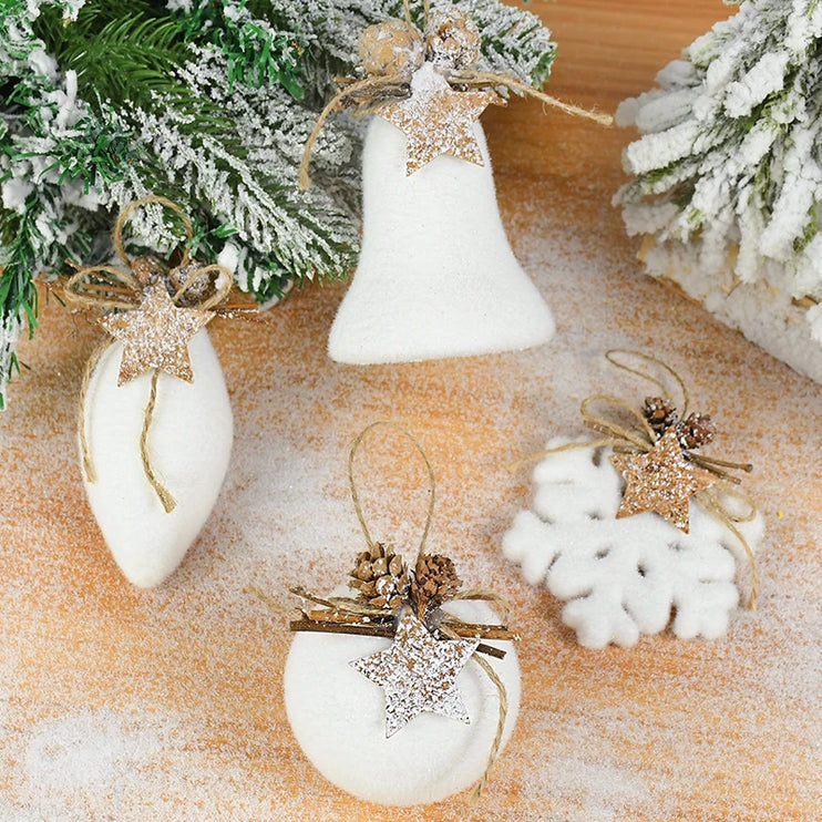 White Christmas balls with shapes 1/2 pcs