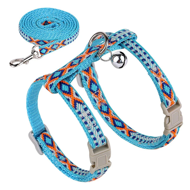 Nylon cat harness and leash set