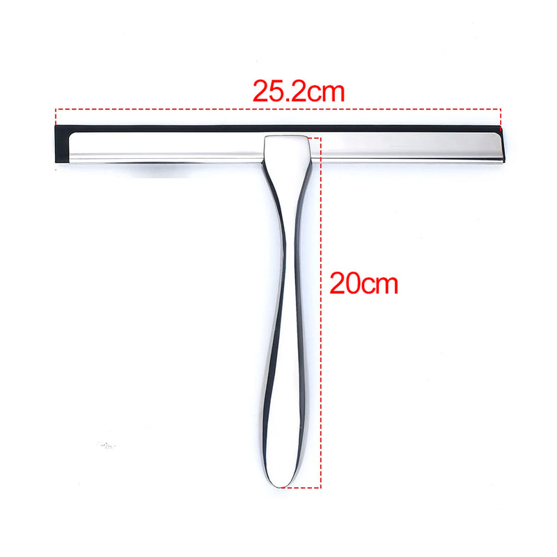 Escobilla de ducha de acero inoxidable con hoja de silicona 10’’ | Limpiacristales y espejos multiusosEscobillasHome & Garden > Household Supplies > Household Cleaning Supplies > Scrub Brushes